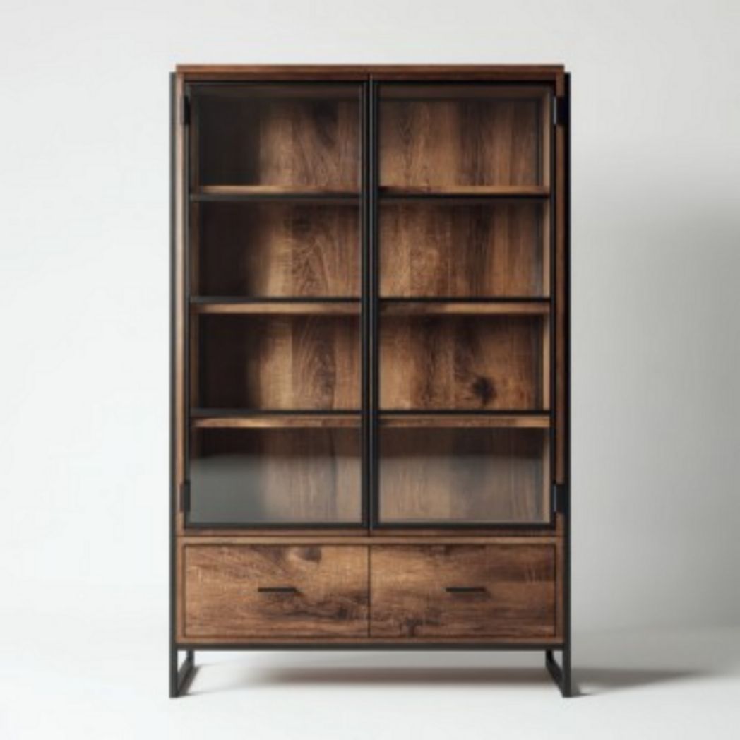 Glazen vitrinekast van hout voor de woonkamer - 80 x 40 x 180