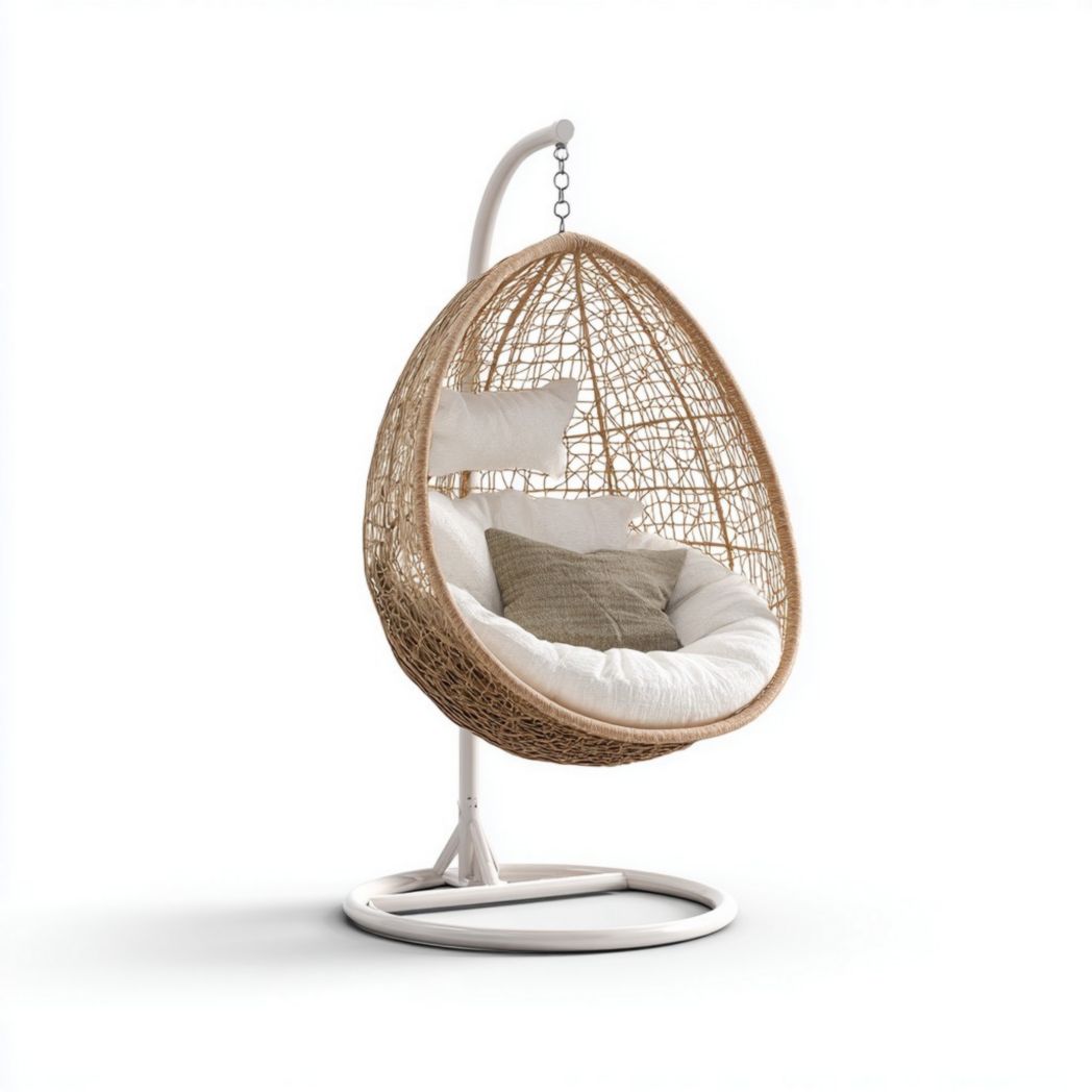 Hangstoel van wicker voor binnen en buiten met kussen - 120 x 100 x 150