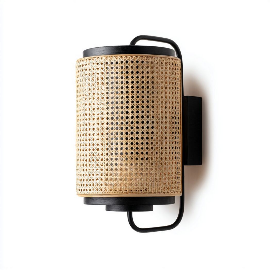 Wandlamp van rotan voor de woonkamer - 25 x 15 x 30