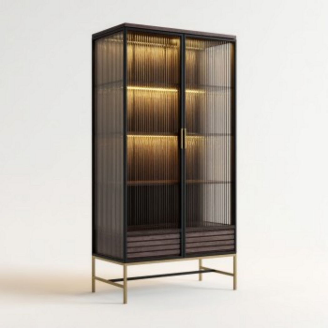 Kast van glas en metaal voor de woonkamer - 60 x 30 x 150